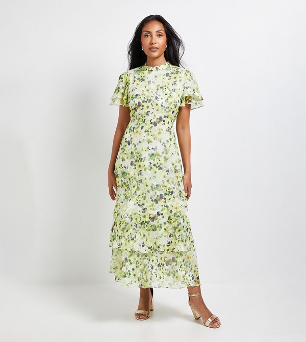 فستان ميدي بطبعة الورود للمقاسات الصغيرة 