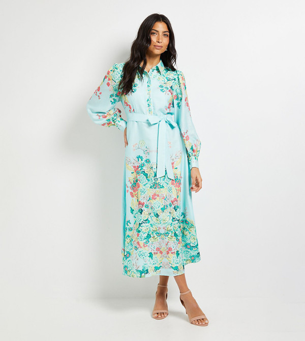 فستان ميدي بحزام 