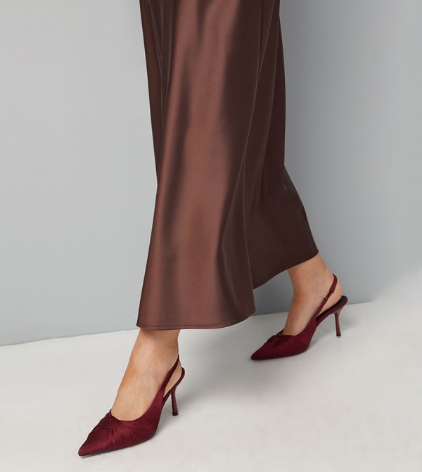 Fern Satin Twist Slingback High Stiletto Heel Pumps