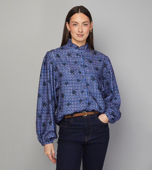 قميص كاروهات مكشكش 