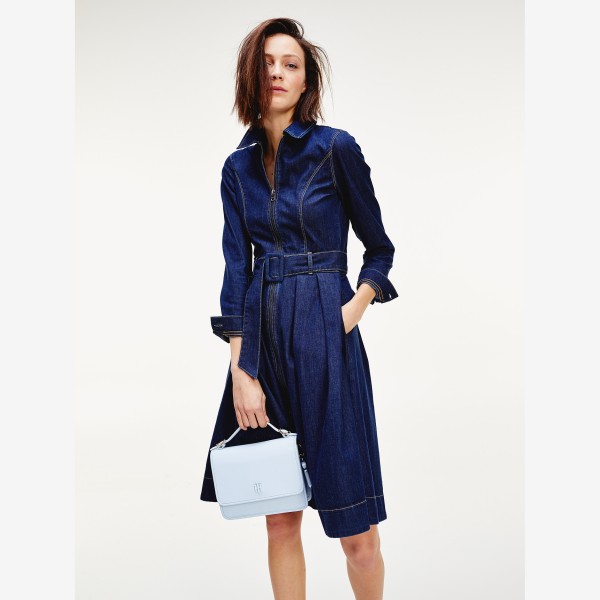 Buy Tommy Hilfiger Denim Long Sleeve Zip Thru Dress In Blue