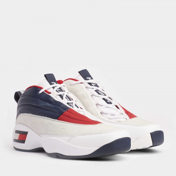 tommy hilfiger perforated leather trainers