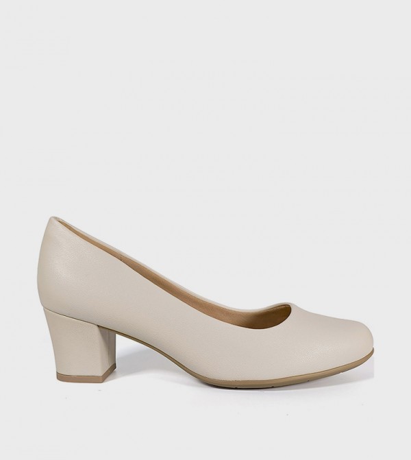 Textured Round Toe Pumps