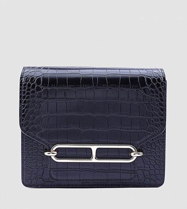 Metal Accent Clutch with Crossbody Strap