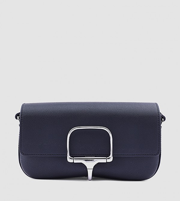 Metal Accent Clutch with Crossbody Strap