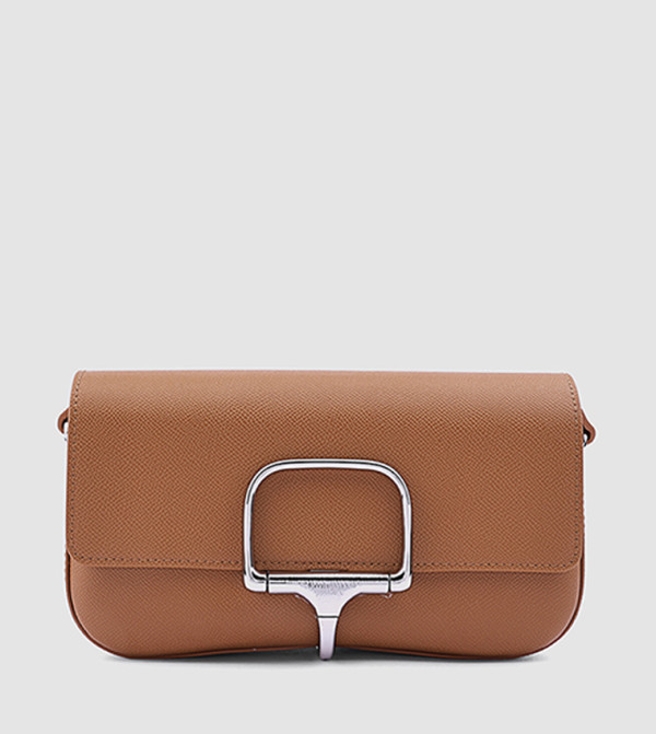 Metal Accent Clutch with Crossbody Strap