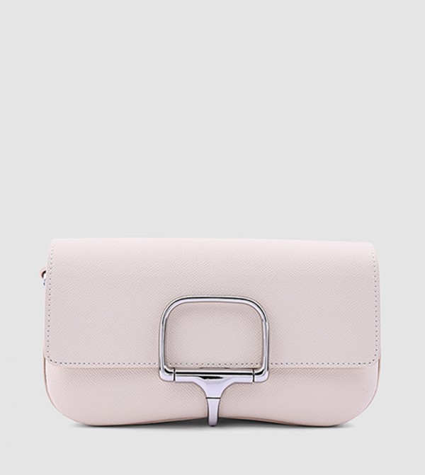 Metal Accent Clutch with Crossbody Strap
