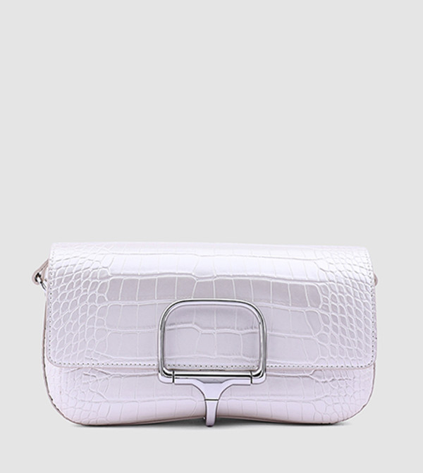 Metal Accent Clutch with Crossbody Strap