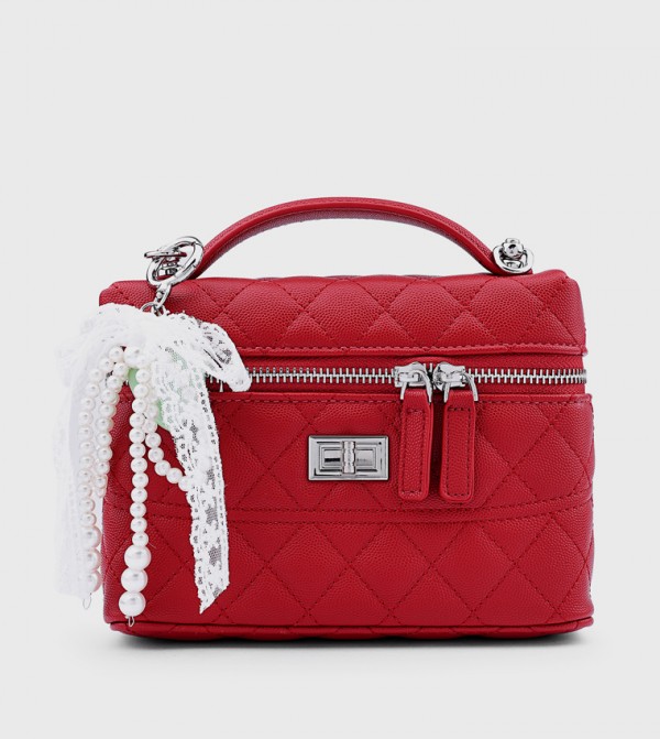 Quilted Top Handle Bag with Crossbody Strap