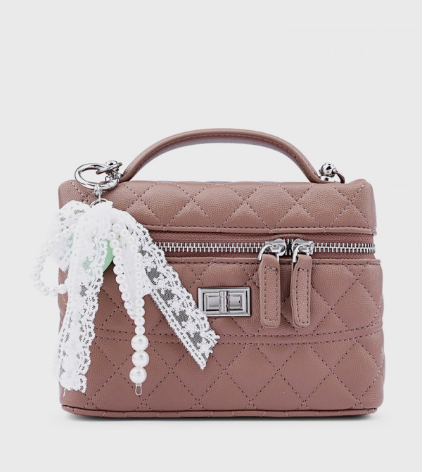 Quilted Top Handle Bag with Crossbody Strap