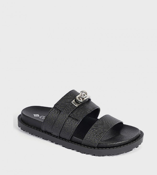 Metal Accent Open Toe Casual Sandals