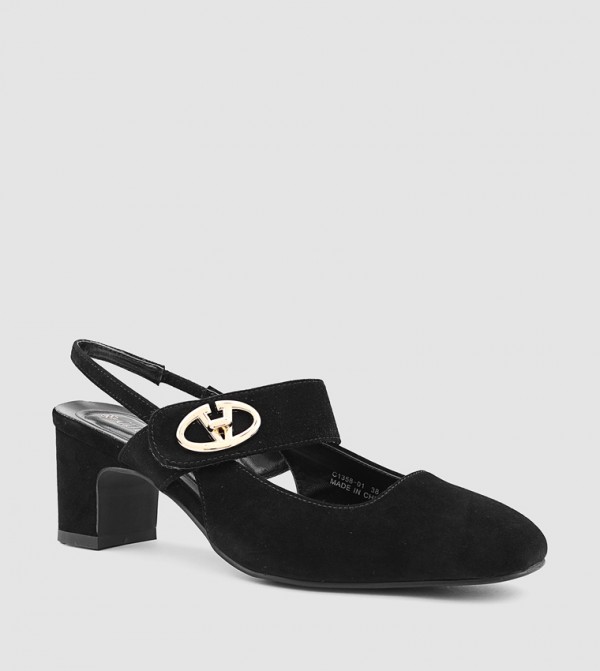 Metal Accent Slingback Pumps