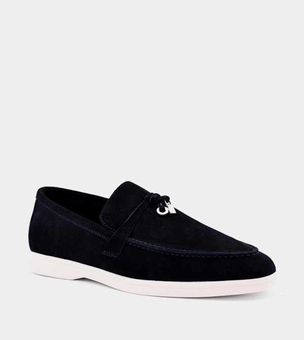 Solid Round Toe Suede Loafers