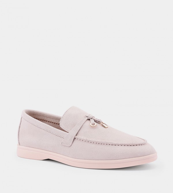 Solid Round Toe Suede Loafers