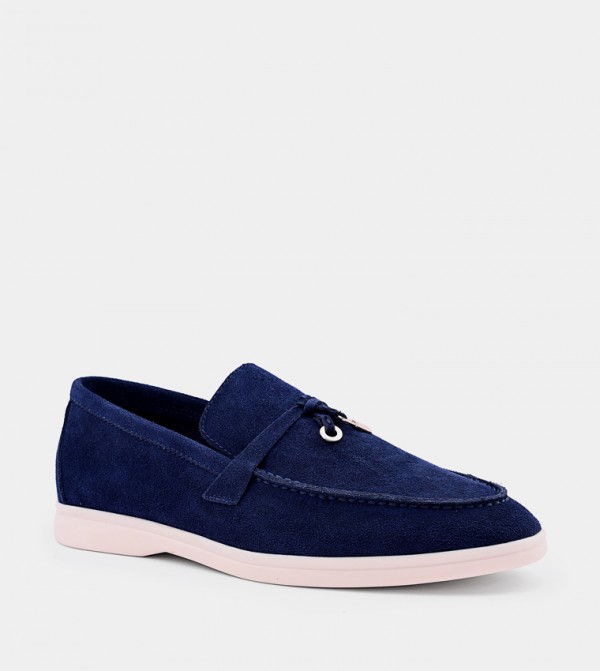 Solid Round Toe Suede Loafers