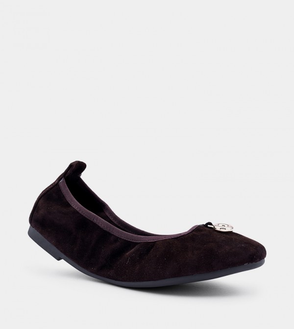 Metal Accent Almond Toe Ballerinas