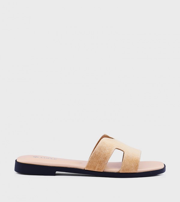 Textured Open Toe Flat Sandals
