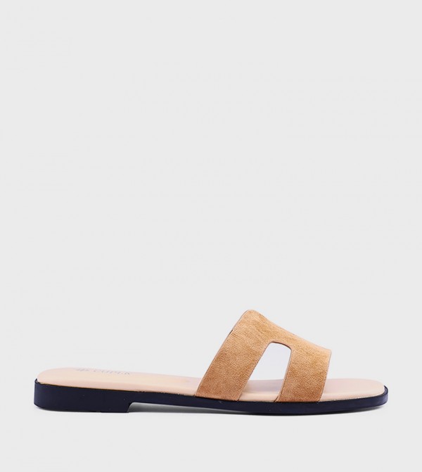 Textured Open Toe Flat Sandals