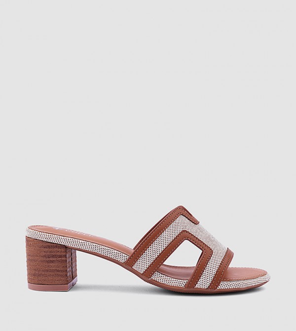 Patterned Block Heel Sandals