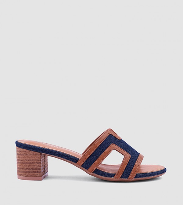 Patterned Block Heel Sandals