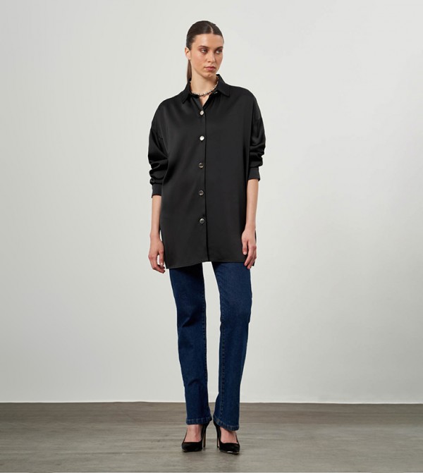 Solid Long Sleeves Tunic Shirt