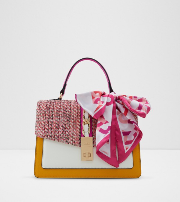 CAILLA Color Block Top Handle Bag with Scarf