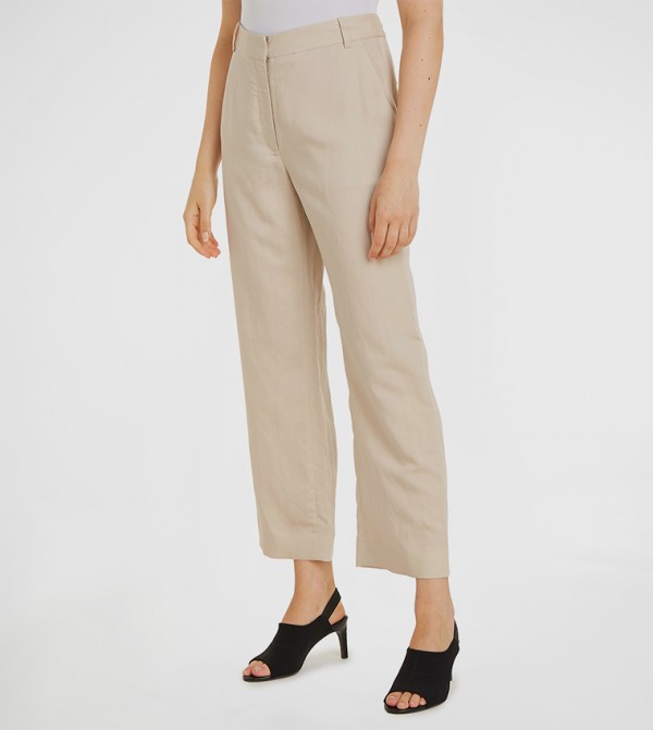 Button Closure Straight Fit Trousers