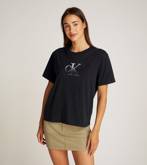 Logo Embroidered Crew Neck T-Shirt