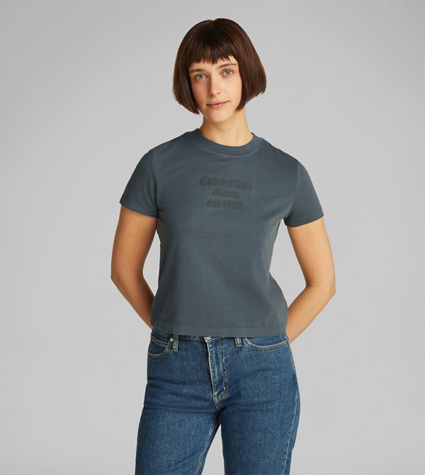 Logo Embossed Crew Neck T-Shirt