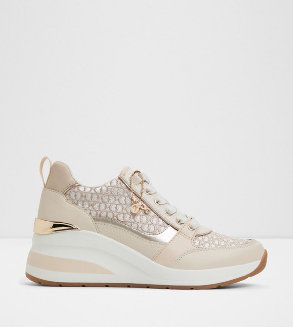 CAROTERIEL Embroidered Lace Up Wedge Sneakers
