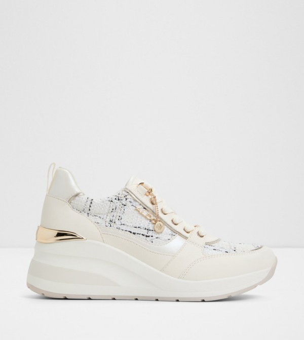 CAROTERIEL Tweed Lace Up Wedge Sneakers