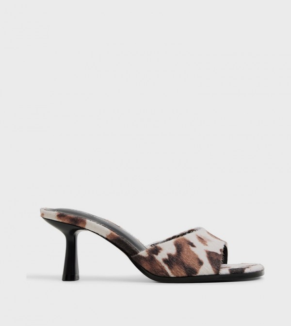 CASSIEE Cow Printed Heeled Sandals