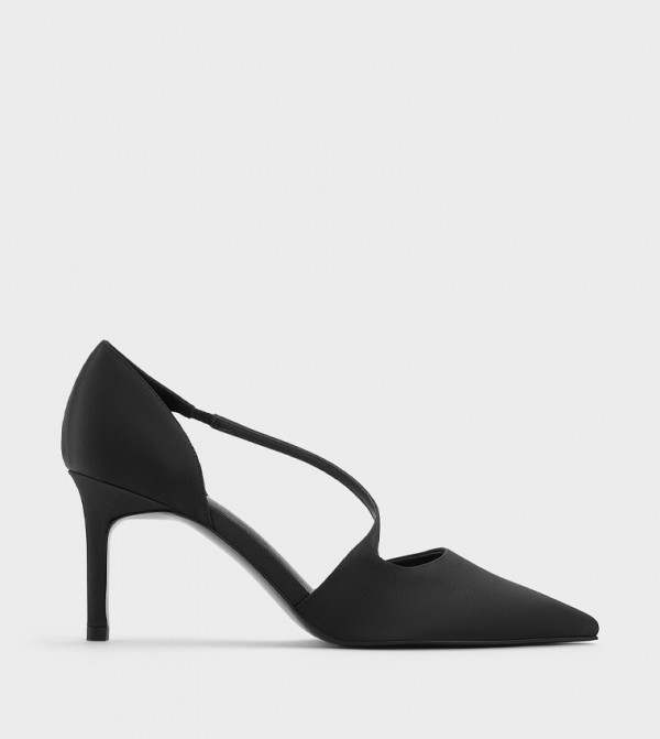 Satin Asymmetric-Strap D’Orsay Pumps