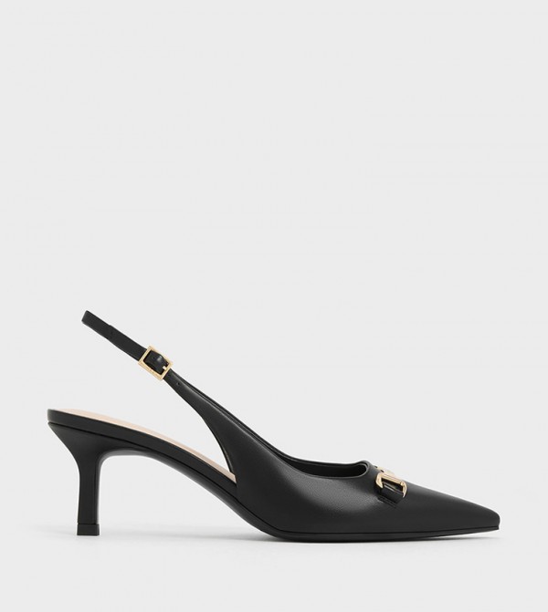Metal Accent Slingback Pumps