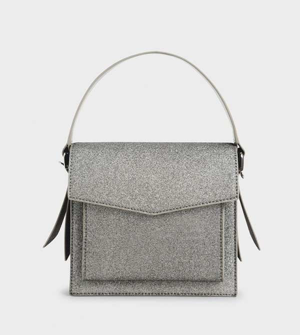 Buy Charles & Keith Top Handle Envelope Bag Silver In Silver