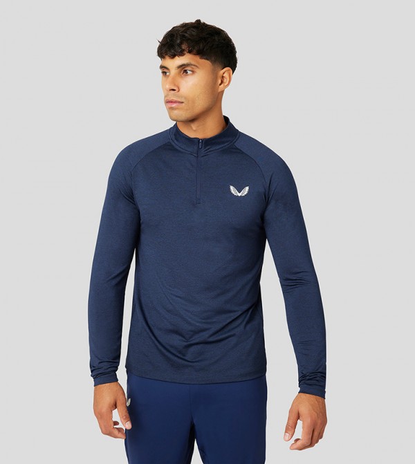 Logo Detail Half-Zip Active T-Shirt