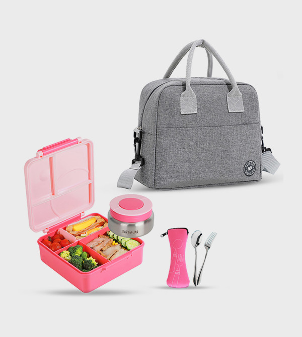 Jumbo Bento Lunch Box, Food Jar, Cutlery Set with Lunch Bag
