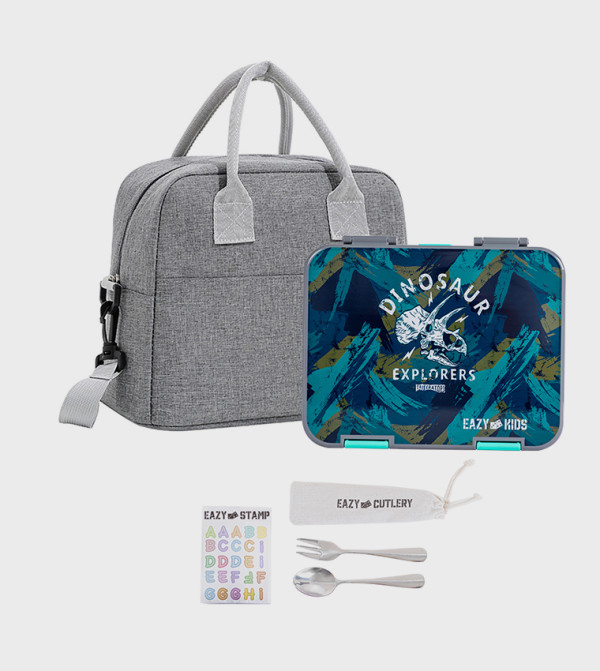 6 & 4 Convertible Bento Lunch Box and Lunch Bag Set - T-Rex