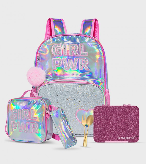 4-Piece Girl Power Themed 18" School Backpack Set