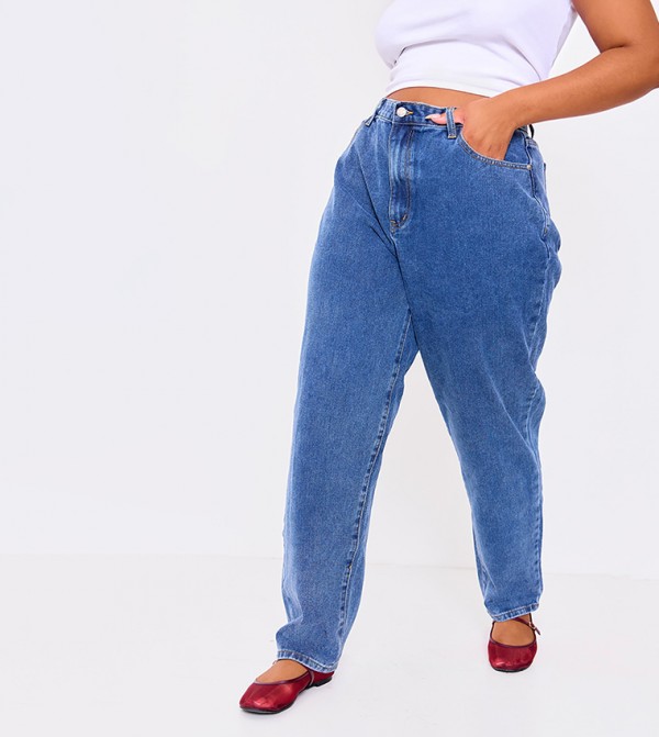 Curve Washed Mom Fit Jeans