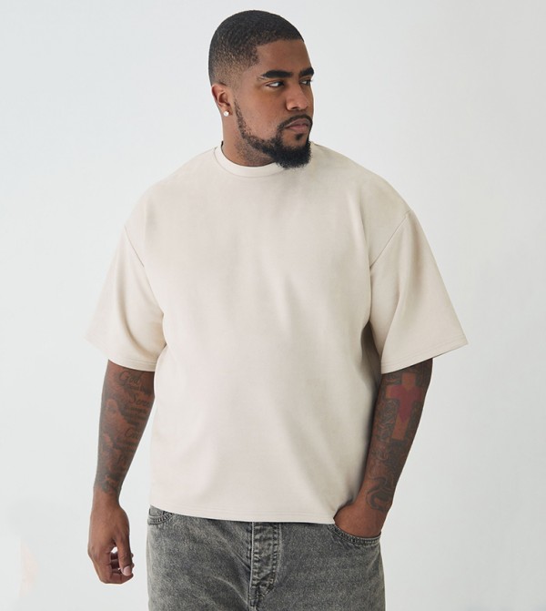 Plus & Tall Boxy Faux Suede Oversized T-Shirt