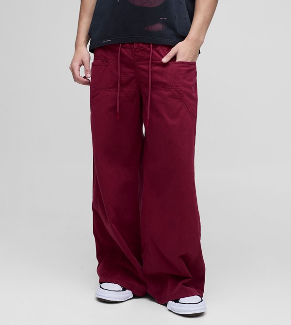 Mid Rise Baggy Fit Twill Trousers