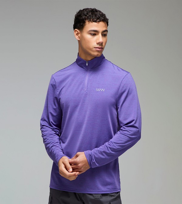 Logo Printed 1/4 Zip Active Top