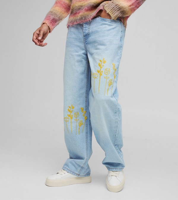 Rigid Embroidery Relaxed Fit Jeans