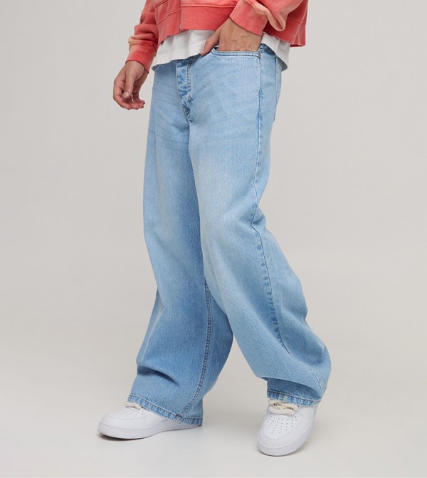 Rigid Appliqued Baggy Jeans