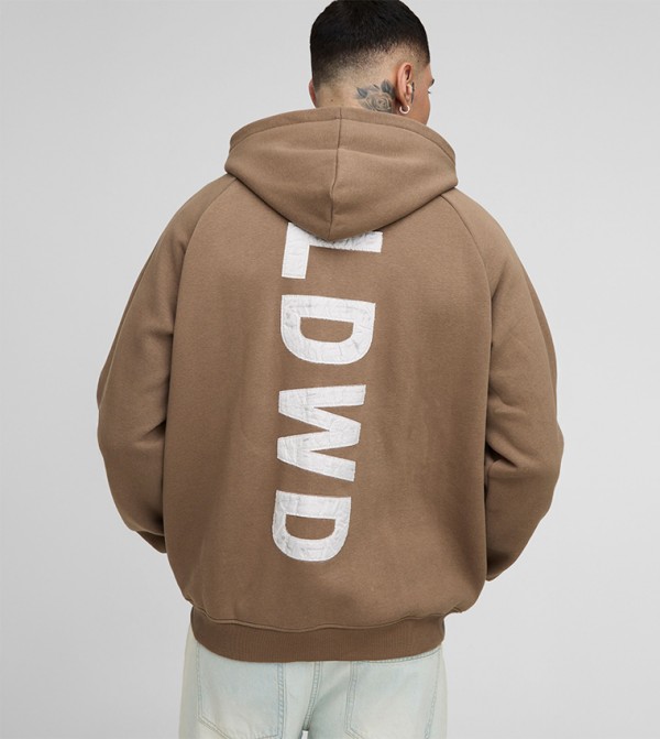 Tall Printed Zip-Through Oversized Hooded Jacket