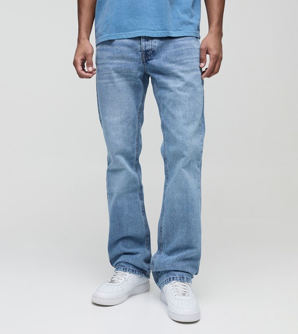 Flared Stacked Washed Slim Fit Jeans