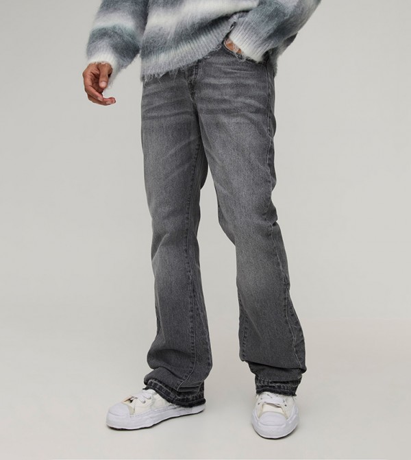 Flared Stacked Tonal Gusset Slim Fit Jeans