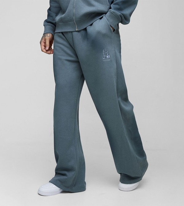 Plus & Tall Wide Leg Embroidered Spray Wash Sweatpants