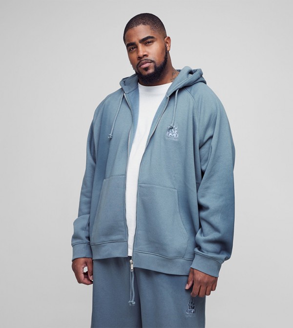 Embroidered Oversized Hooded Jacket